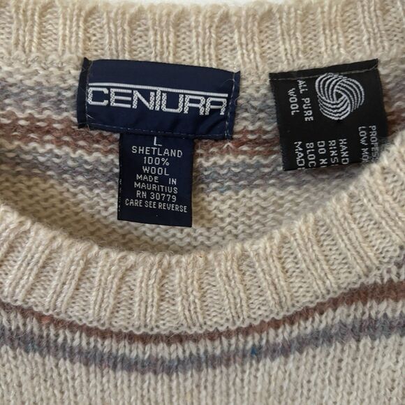 Vintage Centura Mens Grandpa Sweater Shetland Wool Size Large Knit Pullover 90s - Picture 7 of 13